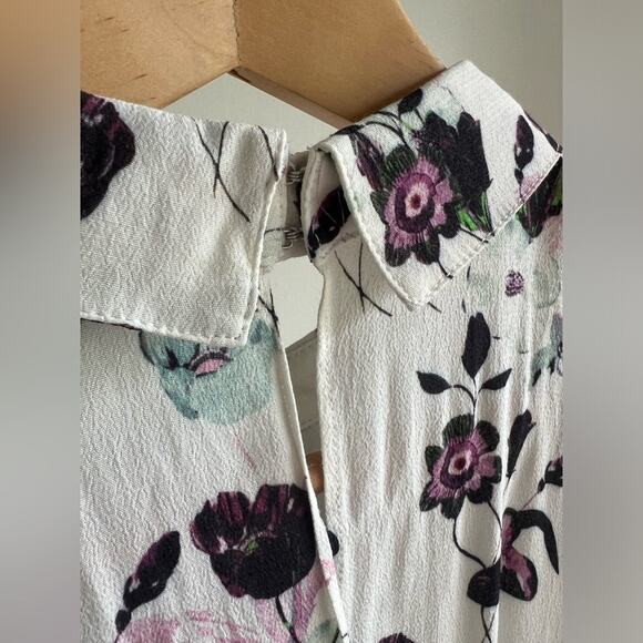 ANTHROPOLOGIE ELEVENSES FLORET ROMPER WHITE PURPLE 3/4 SLEEVE SIZE S - Picture 11 of 13